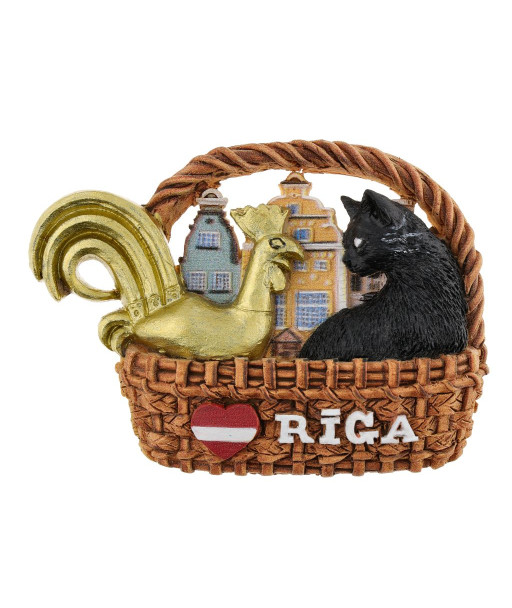 Ledusskapja magnēts Rīga Gailis un Kaķis grozā